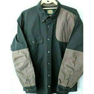 CABELA'S Shooting Hunting Jacket Shirt Sz L Khaki Green - FAST SHIP